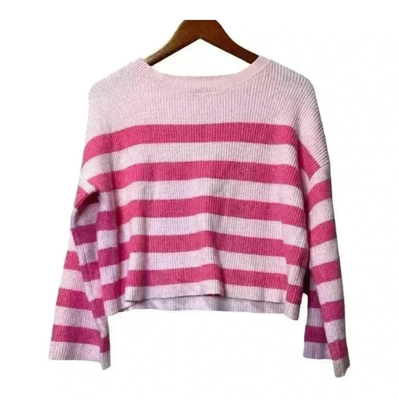 Sincerely Jules Striped Crop Pink Sweater - Picture 1 of 5